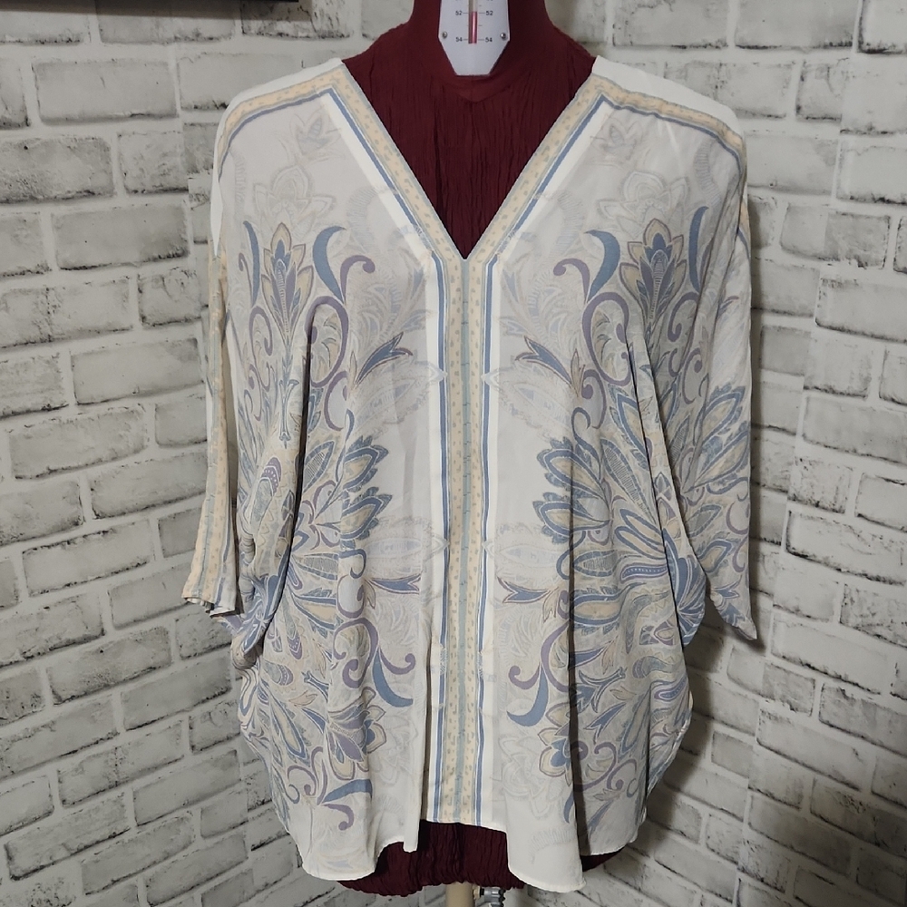 Rose & Olive Cream and Blue Patterned Blouse